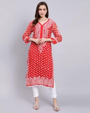 embroidered straight kurta