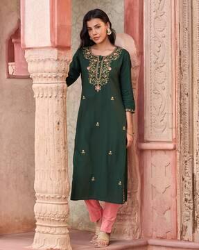 embroidered straight kurta