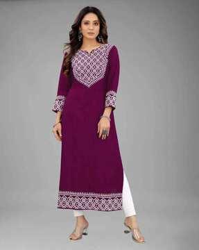 embroidered straight kurta