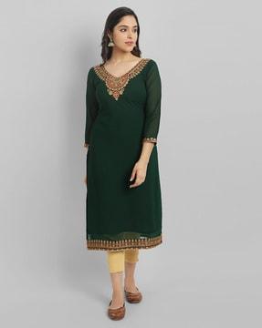 embroidered straight kurta