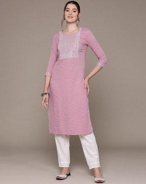 embroidered straight kurta