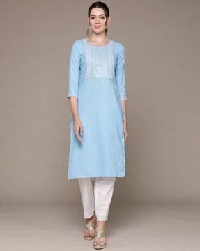 embroidered straight kurta