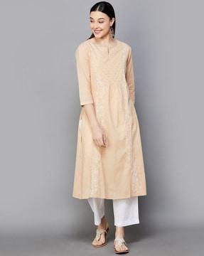 embroidered straight kurta