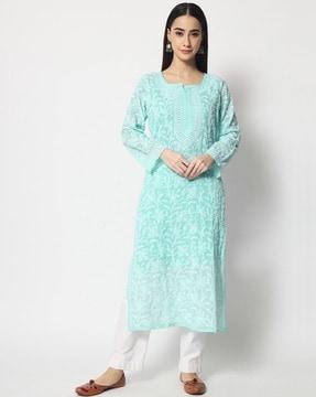 embroidered straight kurta