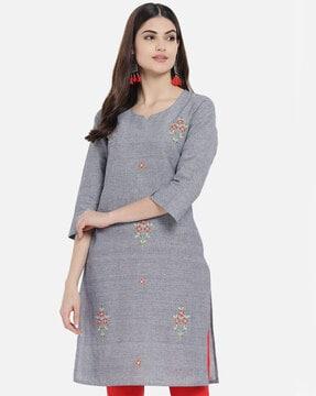 embroidered straight kurta