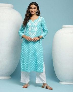 embroidered straight kurta