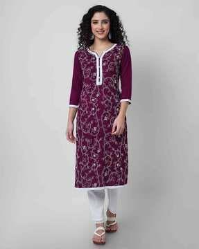 embroidered straight kurta