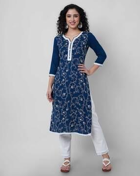 embroidered straight kurta