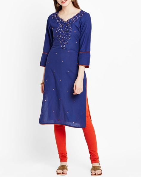 embroidered straight kurta