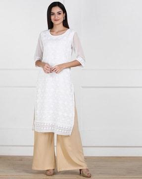 embroidered straight kurti