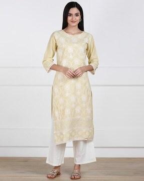 embroidered straight kurti