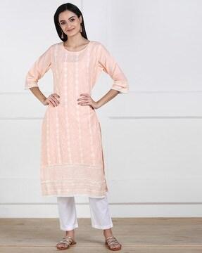 embroidered straight kurti