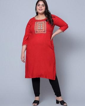 embroidered straight kurti