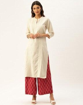 embroidered straight kurti