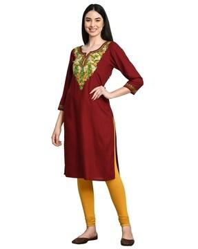 embroidered straight kurti