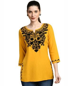 embroidered straight kurti