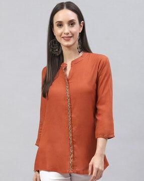 embroidered straight kurti