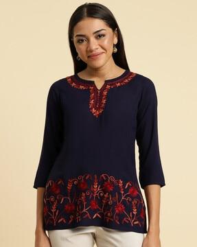 embroidered straight kurti