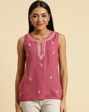 embroidered straight kurti