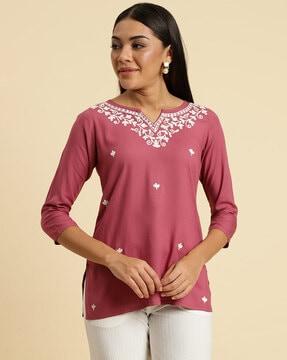 embroidered straight kurti