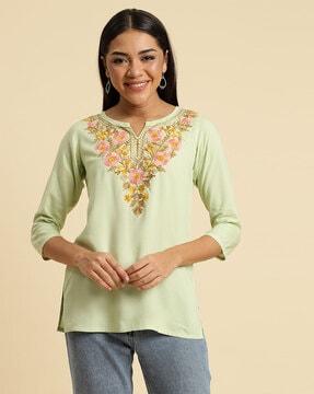 embroidered straight kurti