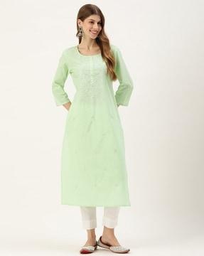 embroidered straight kurti