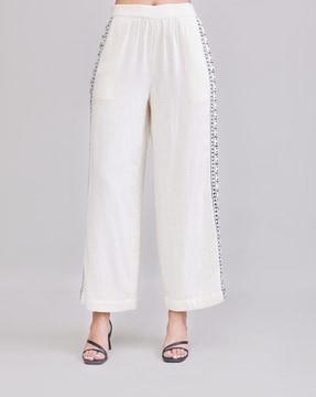 embroidered straight track pants