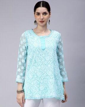 embroidered straight tunic with slip