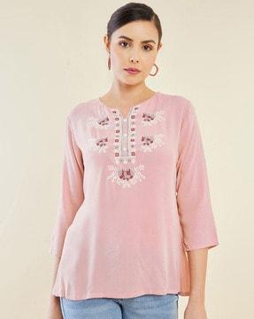 embroidered straight tunic