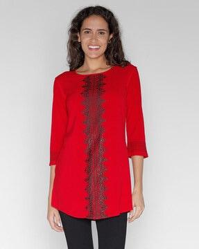 embroidered straight tunic