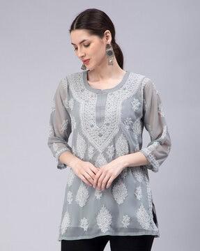 embroidered straight tunic