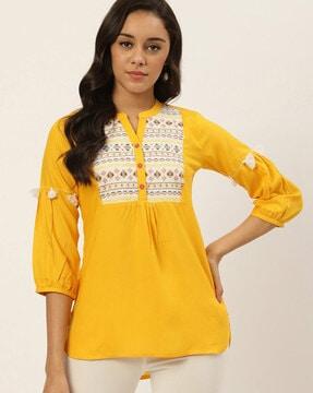 embroidered straight tunic