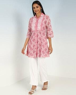 embroidered straight tunic