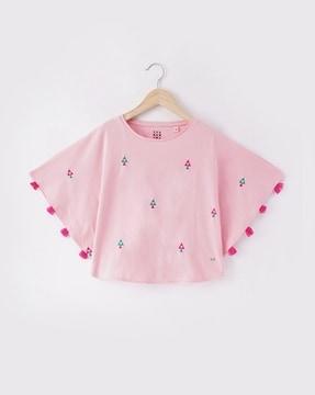 embroidered sustainable poncho top