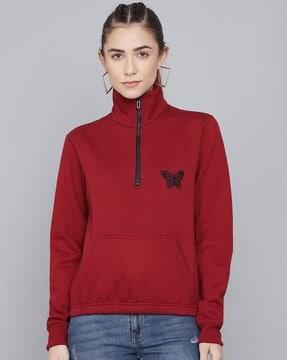 embroidered sweatshirt with kangaroo pocket