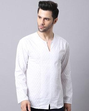 embroidered tailored fit shirt kurta