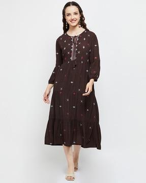 embroidered tiered dress