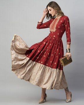 embroidered tiered dress