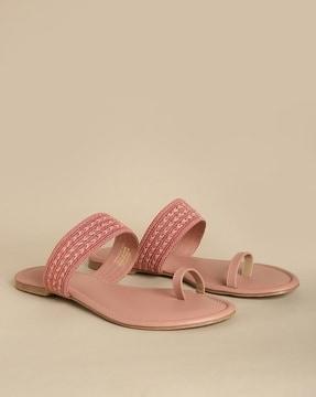 embroidered toe-ring flat sandals