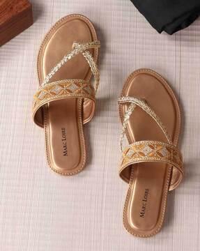 embroidered toe-ring flat sandals