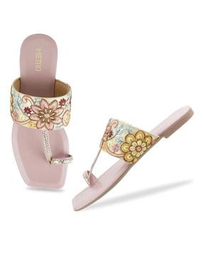 embroidered toe-ring flip-flops