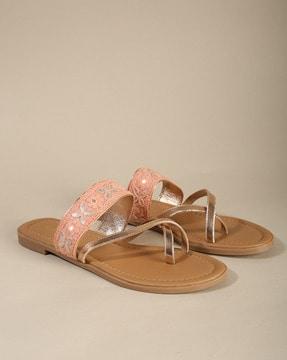 embroidered toe-ring sandals