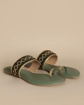 embroidered toe-ring sandals