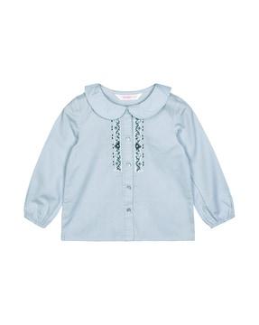 embroidered top with button closure