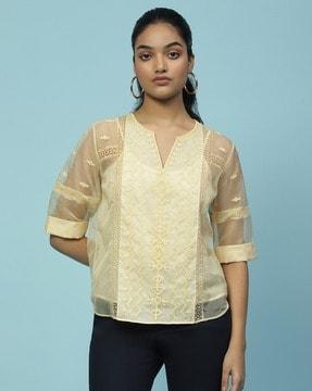 embroidered top with camisole