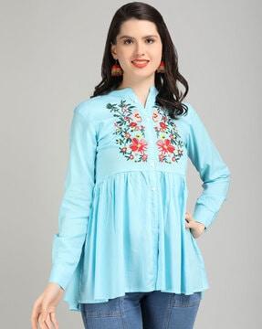 embroidered top with full sleeves