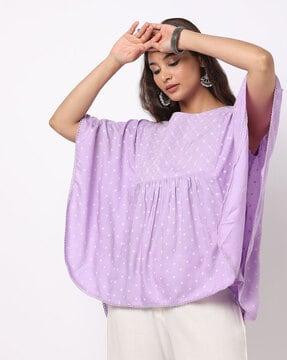 embroidered top with kaftan sleeves