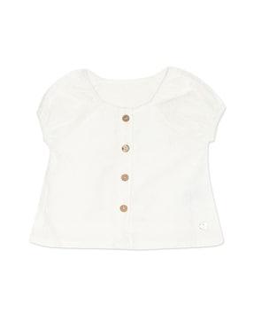 embroidered top with puff sleeves