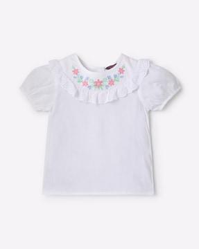 embroidered top with ruffles