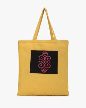 embroidered tote bag with dual handles